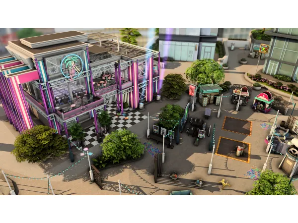 Maxis Match Karaoke Bar Planet Honey POP renovation by PlumbobKingdom - The Sims 4 Custom Content