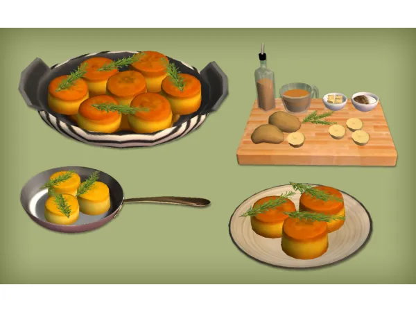 jacky93sims Pork Crackling Fondant Potatoes and Winter Creme Brulee Donut Food - The Sims 2 Custom Content