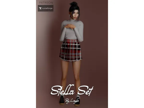 Mix Stella Set (Longsleeve TopSkirt) by Layla - The Sims 4 Custom Content