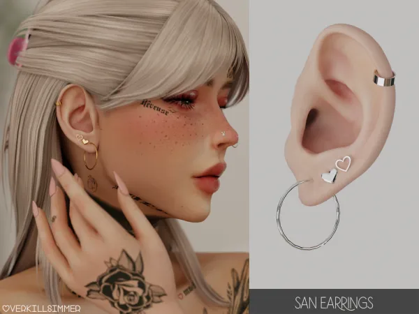 Alpha San earrings - The Sims 4 Custom Content