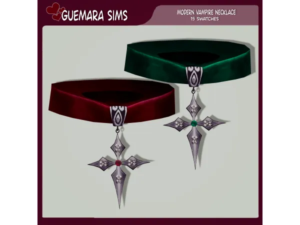 Alpha Modern Vampire Necklace ( Swatches) by Guemara - The Sims 4 Custom Content