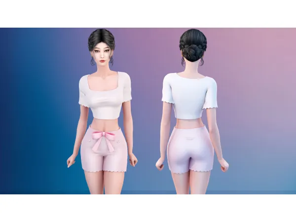 Mix Charming pink bow outfit by Garfiel - The Sims 4 Custom Content