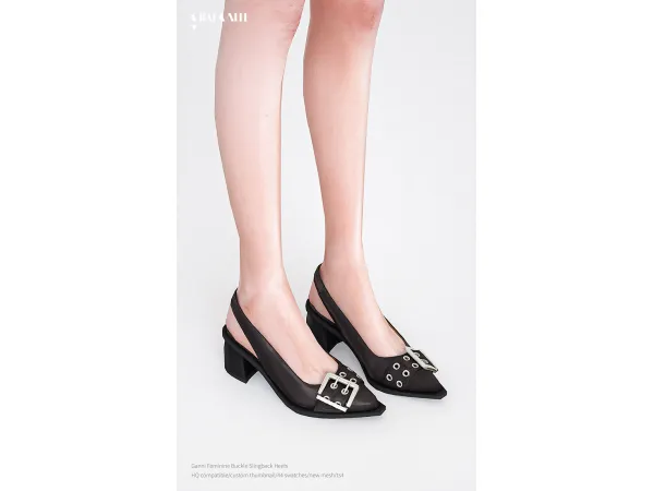 Alpha Ganni Feminine Buckle Slingback Heels by charonlee - The Sims 4 Custom Content