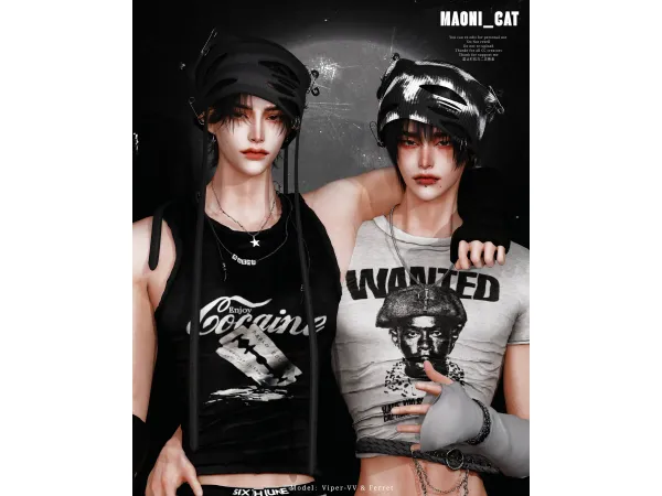 Alpha 25 01 Ripped Beggar Knitted HAT by Maoni_cat - The Sims 4 Custom Content