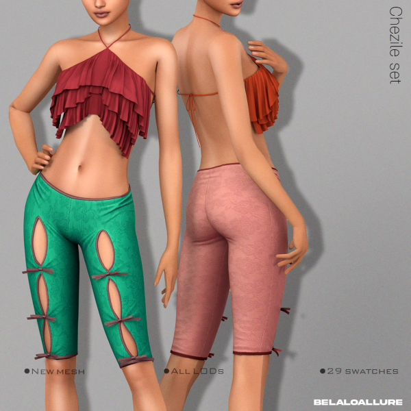Alpha belaloallure Chezile top and Shorts After hours collection by simsfinds - The Sims 4 Custom Content