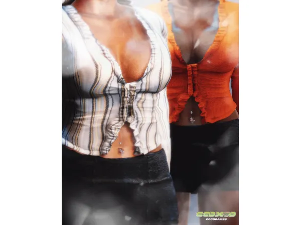 Mix Syren Open Blouse by CoCo Games - The Sims 4 Custom Content