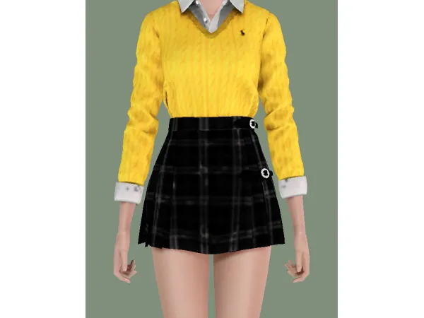 [SOBORO]PoloCableKnitFlapPleastedSkirt Conversion by Pattsimsblog - The Sims 3 Custom Content
