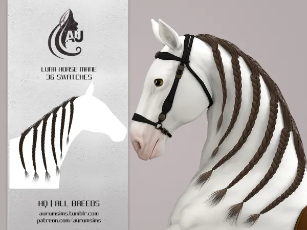 Alpha Alpha styled braided horse mane - The Sims 4 Custom Content