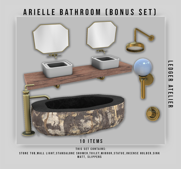 Alpha Arielle Bathroom (Bonus Set) by ledger_atelier - The Sims 4 Custom Content