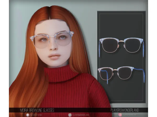 Alpha Moira Browline Glasses for Kids by PlayersWonderland - The Sims 4 Custom Content