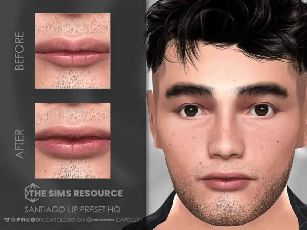 Mix Santiago Lip Preset HQ by Caroll912 - The Sims 4 Custom Content