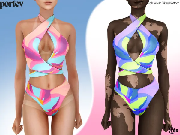 Mix High Waist Bikini Bottom by portev - The Sims 4 Custom Content