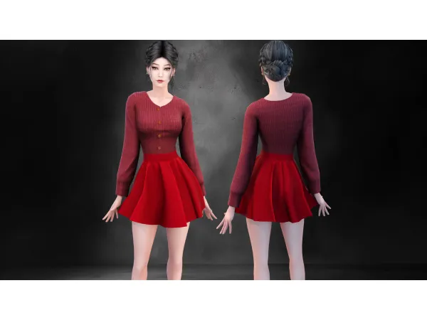 Alpha SKIRT AND COZY SWEATER by Garfiel - The Sims 4 Custom Content