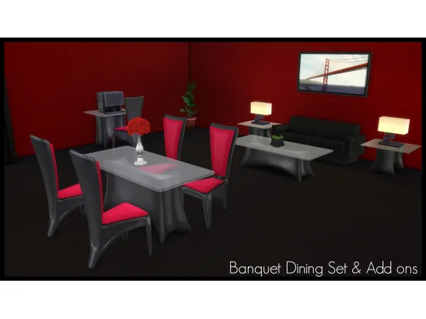Mix UPDATED 30518 to Banquet Dining Set Add Ons by Elias943 - The Sims 4 Custom Content