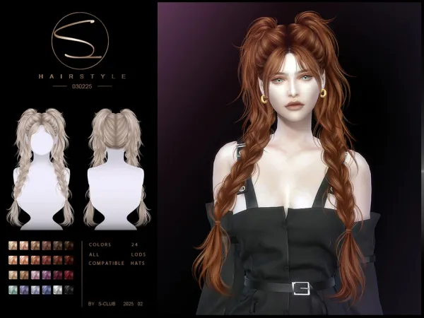 Alpha Double braid hair 030225 Club by S - The Sims 4 Custom Content