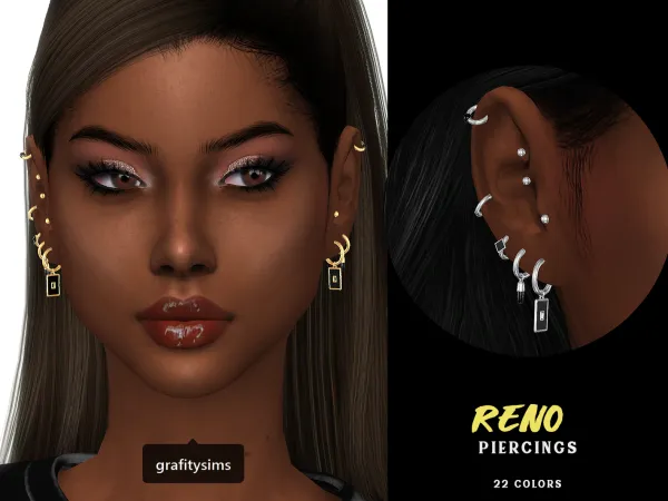 Alpha Reno Piercings - The Sims 4 Custom Content