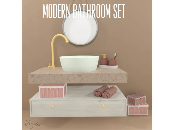Mix Modern Bathroom set by Kaziecc - The Sims 4 Custom Content