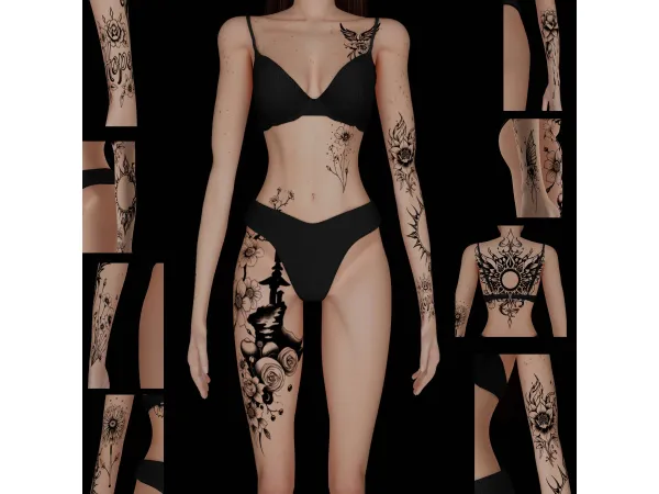 Mix Female tattoos 23 by Simmer_creator - The Sims 4 Custom Content