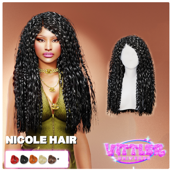 Alpha Nicole Curly Hair by simsfinds - The Sims 4 Custom Content