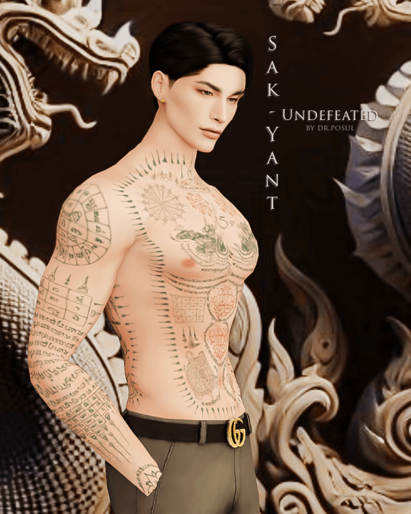 Mix Tattoo Collection Sak Yant Pallet Undefeated by simsfinds - The Sims 4 Custom Content