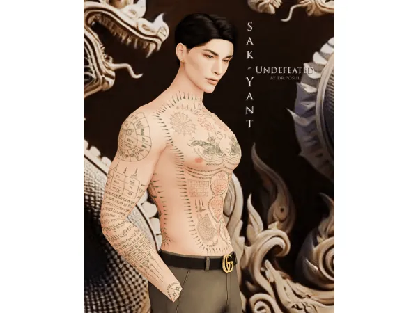 Mix Tattoo Collection Sak Yant Pallet Undefeated by po_sul - The Sims 4 Custom Content