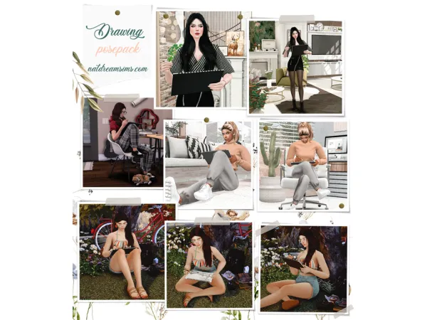 Maxis Match Drawing Posepack by Natdreamsims - The Sims 4 Custom Content