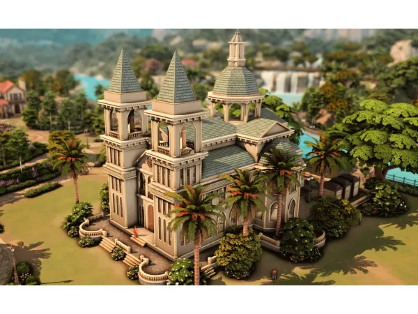 Maxis Match Wedding Cathedral with Cemetery by PlumbobKingdom - The Sims 4 Custom Content