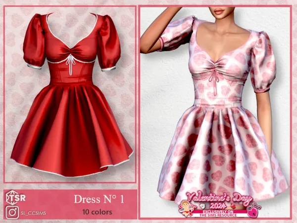 Mix Valentine's Day Dress 1 by SL_CCSIMS - The Sims 4 Custom Content
