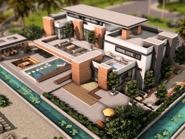 Maxis Match Modern Mansion by plumbobkingdom - The Sims 4 Custom Content