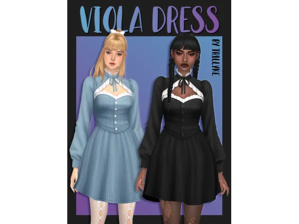 Maxis Match Viola Dress by trillyke - The Sims 4 Custom Content