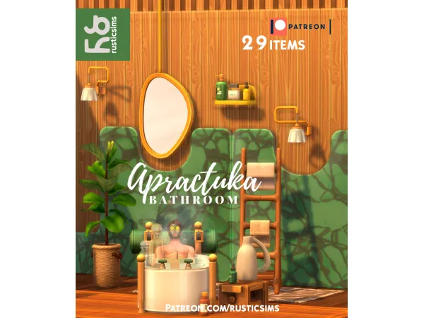 Maxis Match APRACTUKA BATHROOM SET by RusticSims - The Sims 4 Custom Content