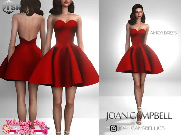 Alpha Amor Dress by Joan Campbell Beauty - The Sims 4 Custom Content