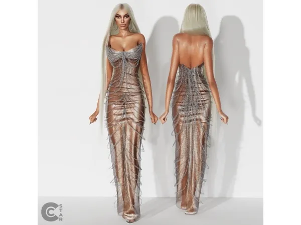 Alpha Crystal Chain Dress cool_content_star - The Sims 4 Custom Content