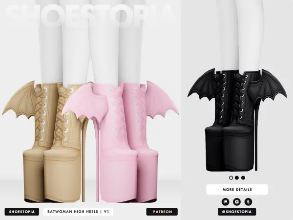 Alpha Shoestopia Batwoman Platform Boots - The Sims 4 Custom Content
