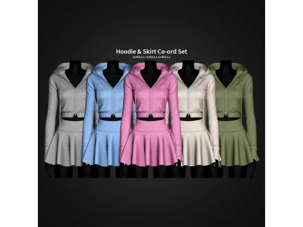 Alpha Hoodie Skirt Co ord Set by gorillax3 - The Sims 4 Custom Content