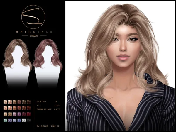 Alpha Wavy hairstyle 020225 Club by S - The Sims 4 Custom Content