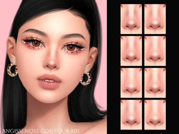 Mix Nose contour A01 by ANGISSI - The Sims 4 Custom Content