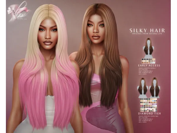 Alpha SILKY HAIR by BoatAom - The Sims 4 Custom Content