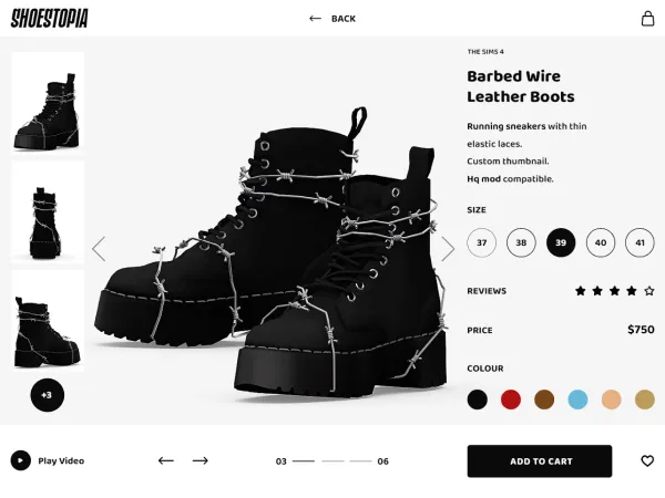 Alpha Shoestopia Barbed Wire Leather Boots - The Sims 4 Custom Content