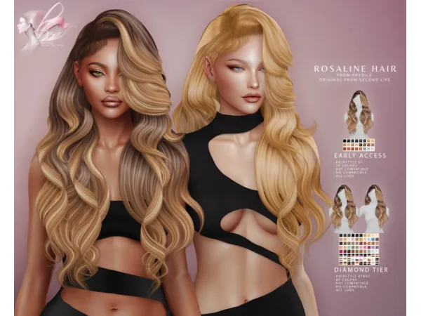 Alpha ROSALINE HAIR by BoatAom - The Sims 4 Custom Content