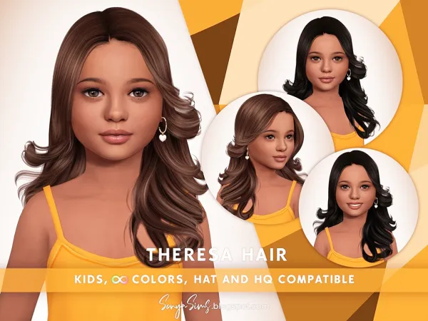 Alpha THERESA HAIR KIDS - The Sims 4 Custom Content