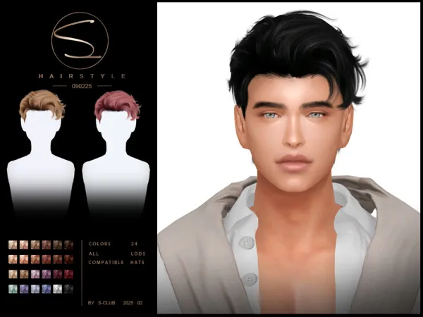 Alpha Short hairstyle 090225 CLUB by S - The Sims 4 Custom Content