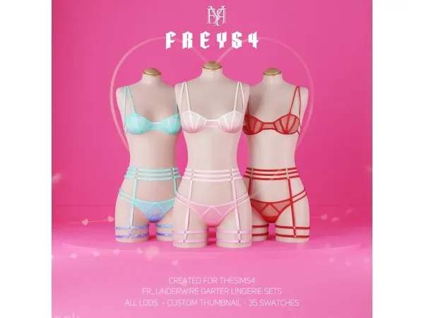 Alpha FR_Underwire Garter Lingerie Sets [Special Valentine's] - The Sims 4 Custom Content