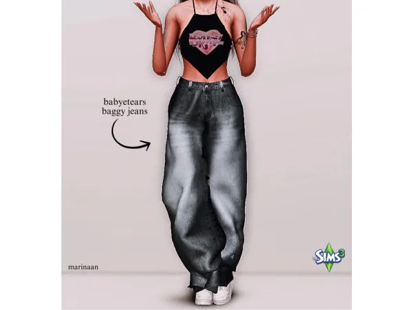 Sims 3 Mix Pantalones Jeans Femeninos CC: babyetears baggy jeans by marinaan