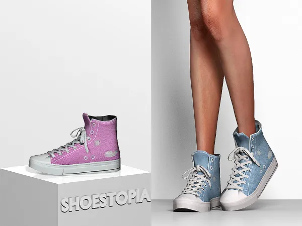Alpha Shoestopia Denim Sneakers - The Sims 4 Custom Content