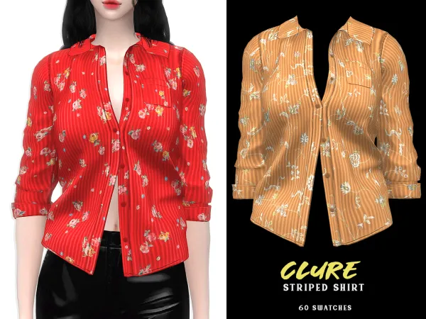 Alpha Clure Striped Shirt - The Sims 4 Custom Content