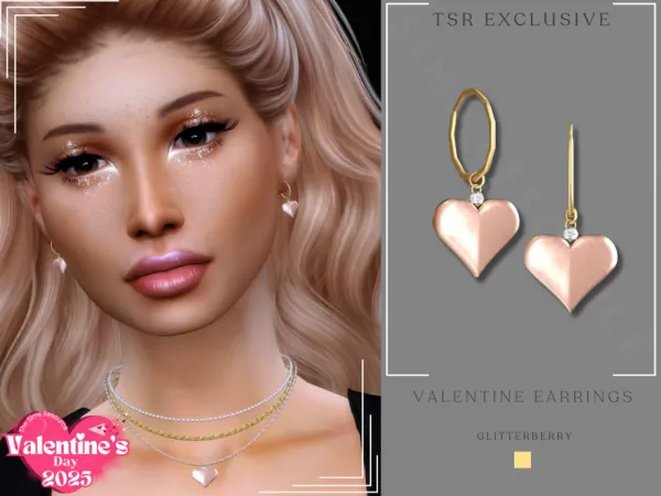 Alpha Valentine Hoop Earrings by Glitterberryfly - The Sims 4 Custom Content