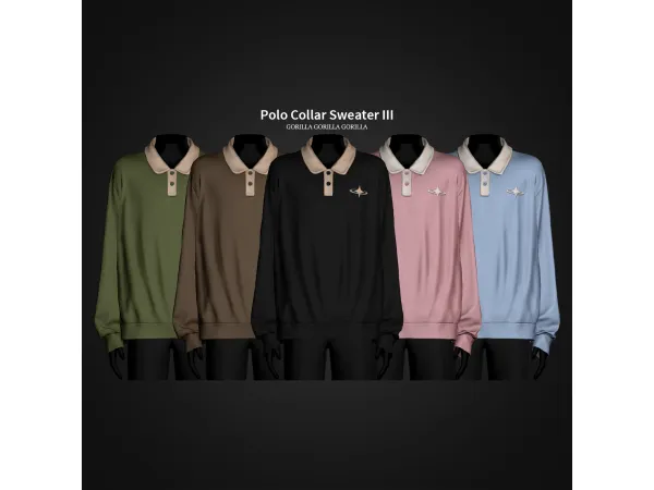 Alpha Polo Collar Sweater III by gorillax3 - The Sims 4 Custom Content