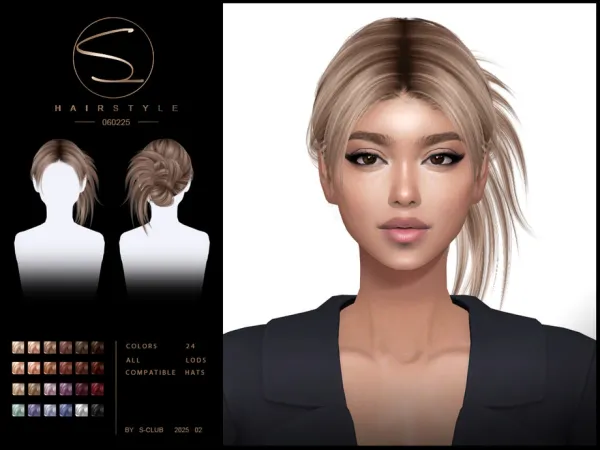 Alpha Cute updo hairstyle 060225 CLUB by S - The Sims 4 Custom Content
