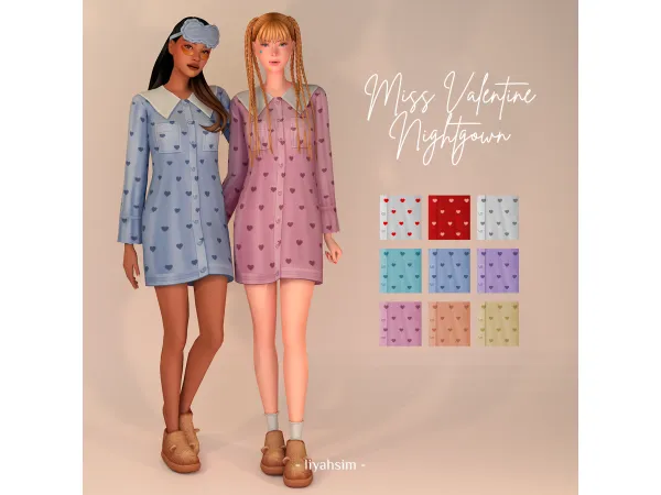 Maxis Match Miss Valentine Nightgown by LiyahSim - The Sims 4 Custom Content